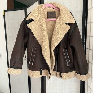 Zara Women's Dark Brown Teddy Jacket